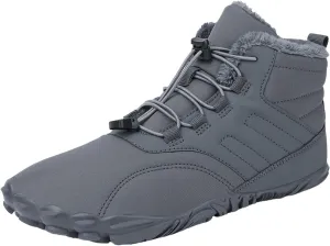 Snow Boots for Men Barefoot Shoes Waterproof Women Work Boots Hiking Sneakers Warm Fur Lined Slip Resistant Outdoor Shoes Lightweight Hike Grounded Footwear