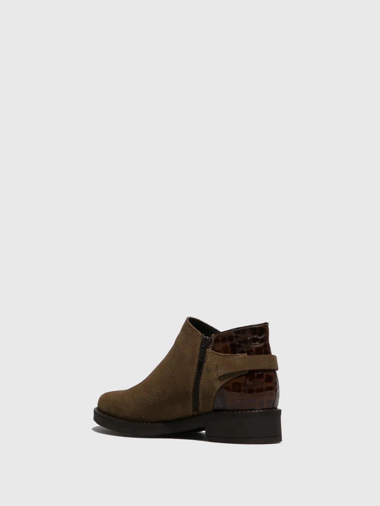 Tan Buckle Ankle Boots