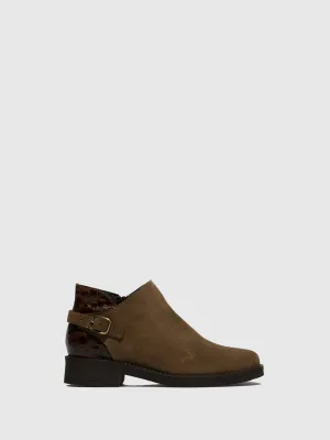 Tan Buckle Ankle Boots