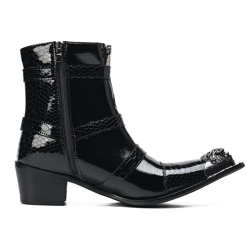 Trendy Men's Martin Boots Autumn and Winter British Style Chelsea Boots Men's Black Waterproof Anti-Slip Leather Boots Martin Boots Trendy Shoes