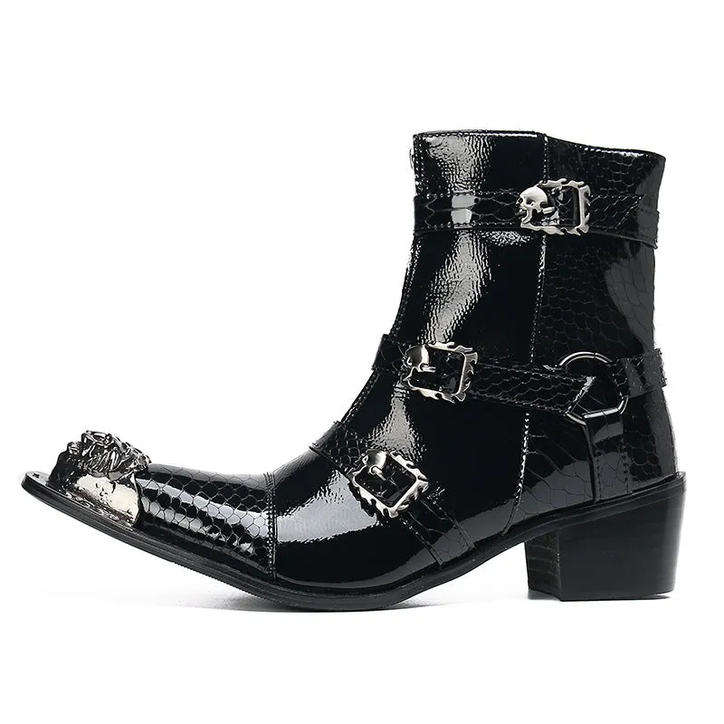 Trendy Men's Martin Boots Autumn and Winter British Style Chelsea Boots Men's Black Waterproof Anti-Slip Leather Boots Martin Boots Trendy Shoes