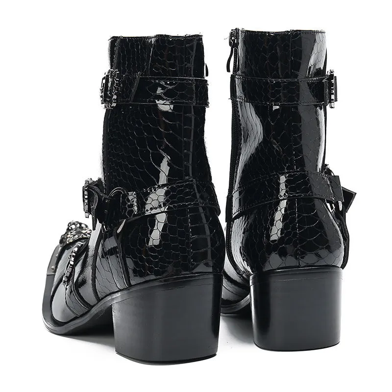 Trendy Men's Martin Boots Autumn and Winter British Style Chelsea Boots Men's Black Waterproof Anti-Slip Leather Boots Martin Boots Trendy Shoes
