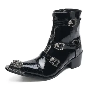 Trendy Men's Martin Boots Autumn and Winter British Style Chelsea Boots Men's Black Waterproof Anti-Slip Leather Boots Martin Boots Trendy Shoes