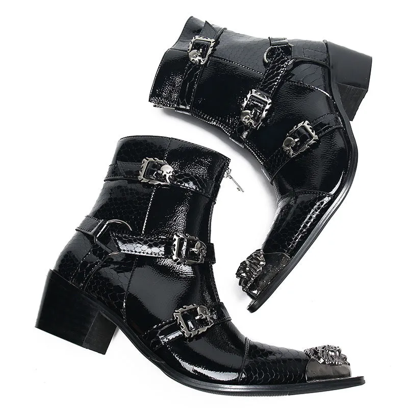 Trendy Men's Martin Boots Autumn and Winter British Style Chelsea Boots Men's Black Waterproof Anti-Slip Leather Boots Martin Boots Trendy Shoes