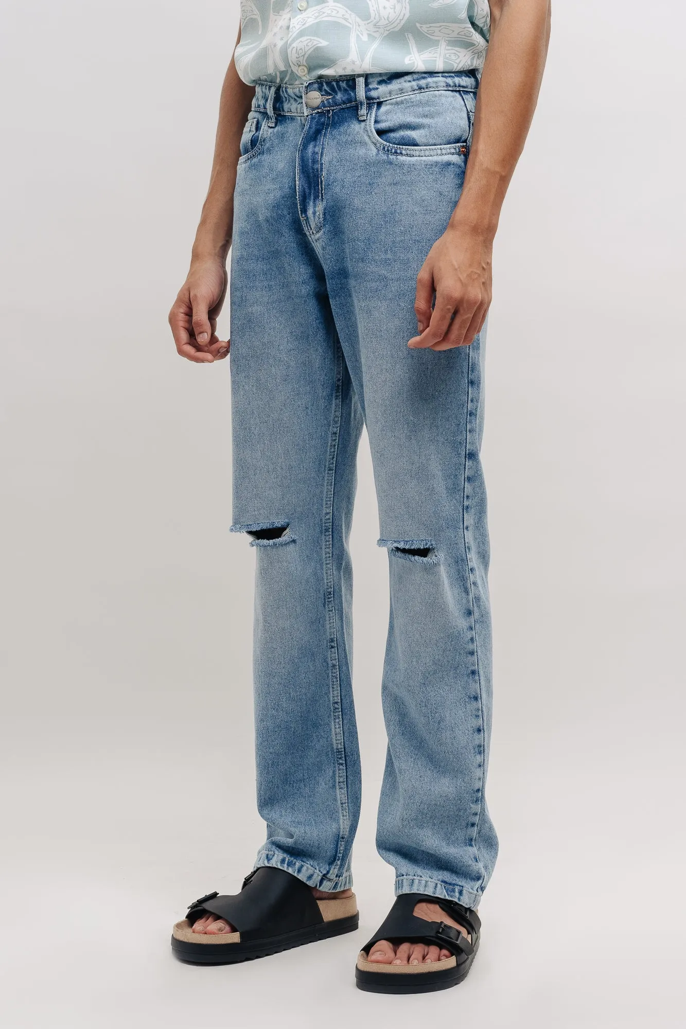 Washed Men's Straight Jeans
