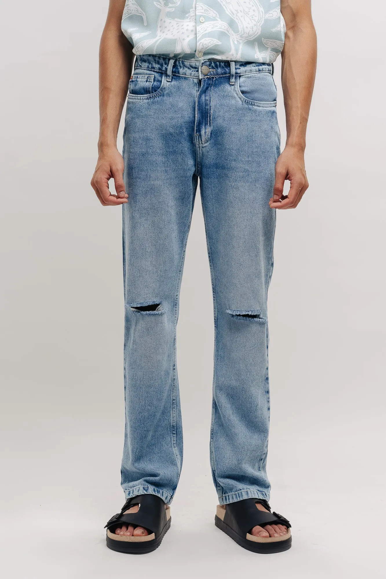 Washed Men's Straight Jeans