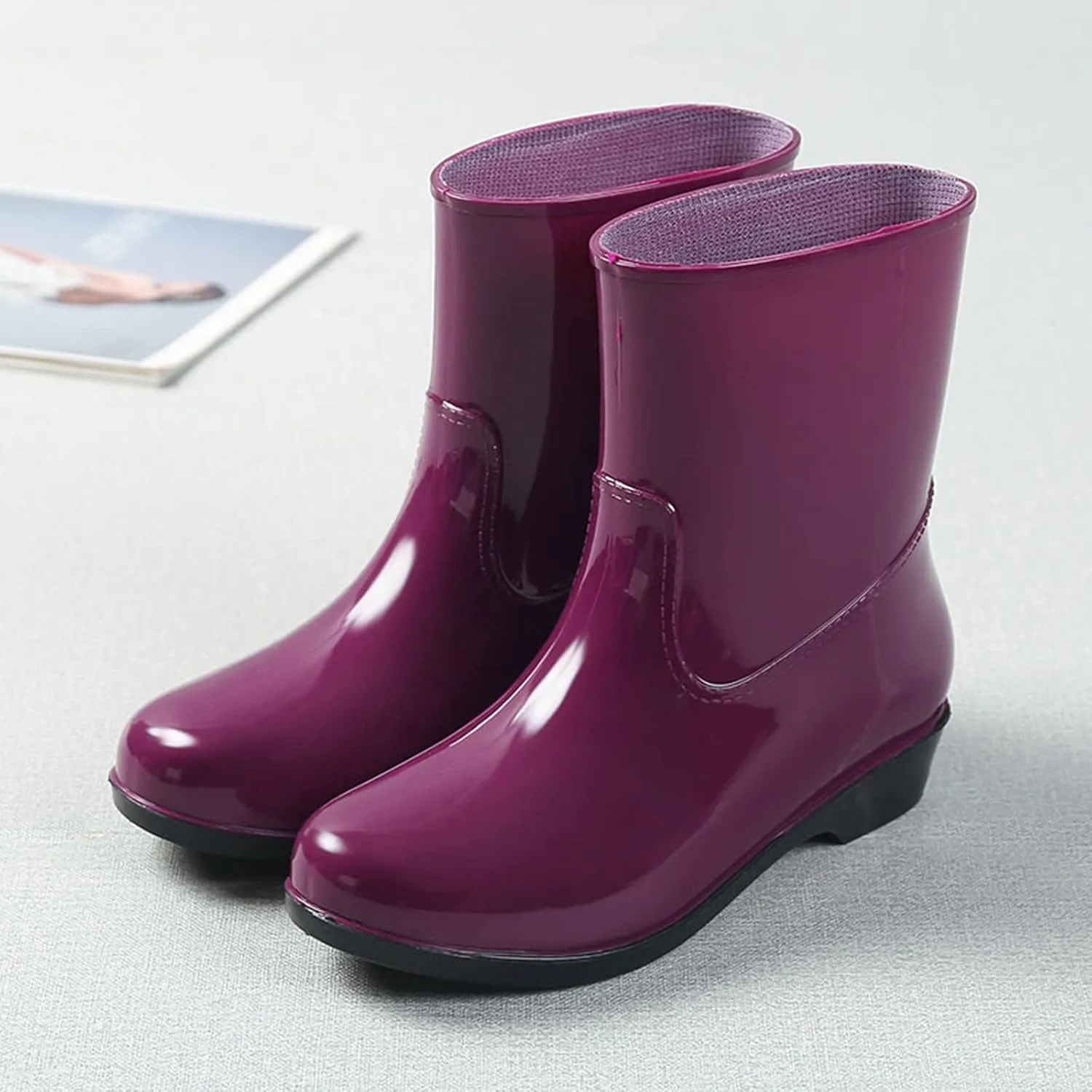 Womens Rain Boots Tall Waterproof Mens Grounded Footwear Booties To Wear with Dresses Work Barefoot Shoes Packable Tall Rain Boots for Women Waterproof Chelsea Boots