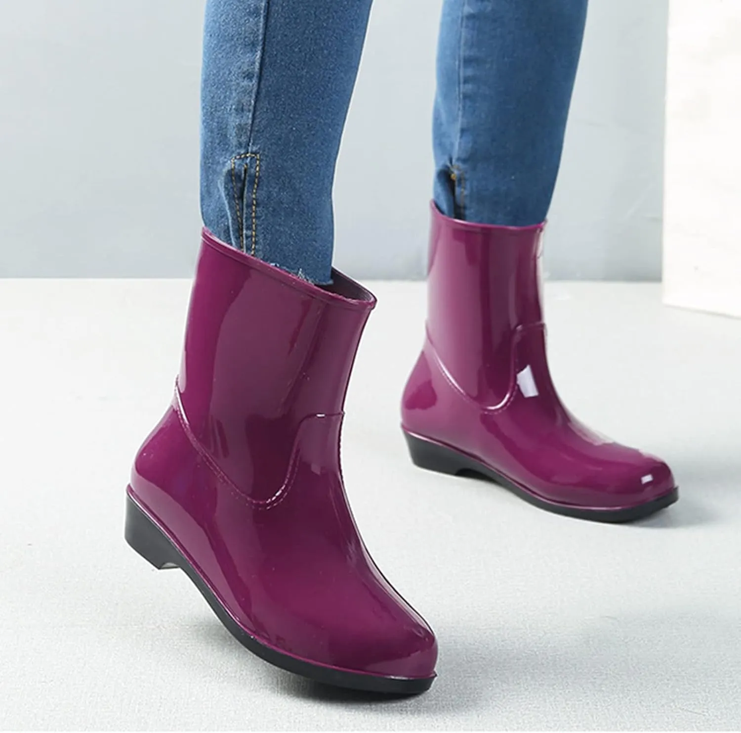 Womens Rain Boots Tall Waterproof Mens Grounded Footwear Booties To Wear with Dresses Work Barefoot Shoes Packable Tall Rain Boots for Women Waterproof Chelsea Boots