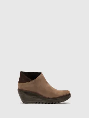 Zip Up Ankle Boots YEGO400FLY TAUPE/EXPRESSO